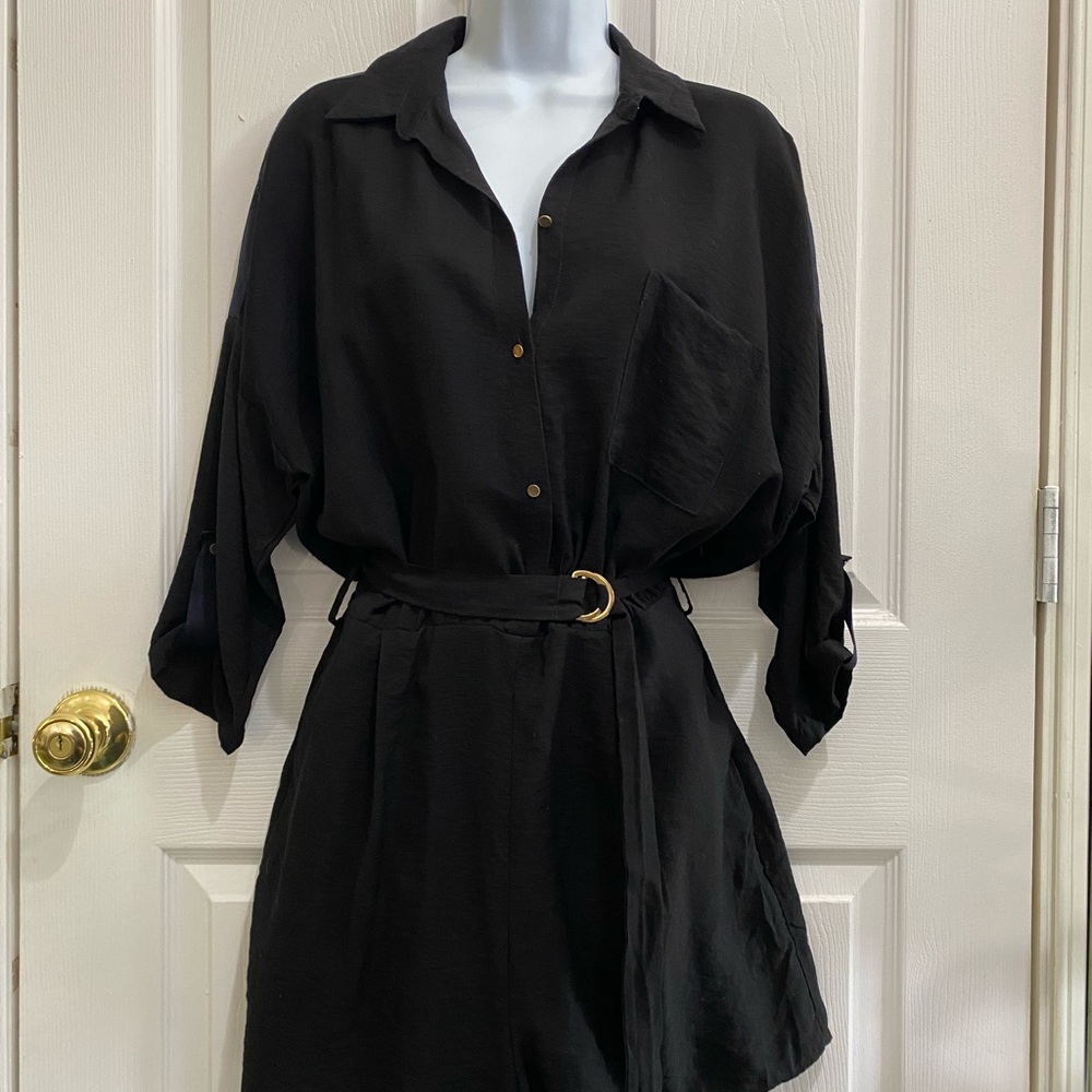 Zara Basic Button Down Romper - image 2